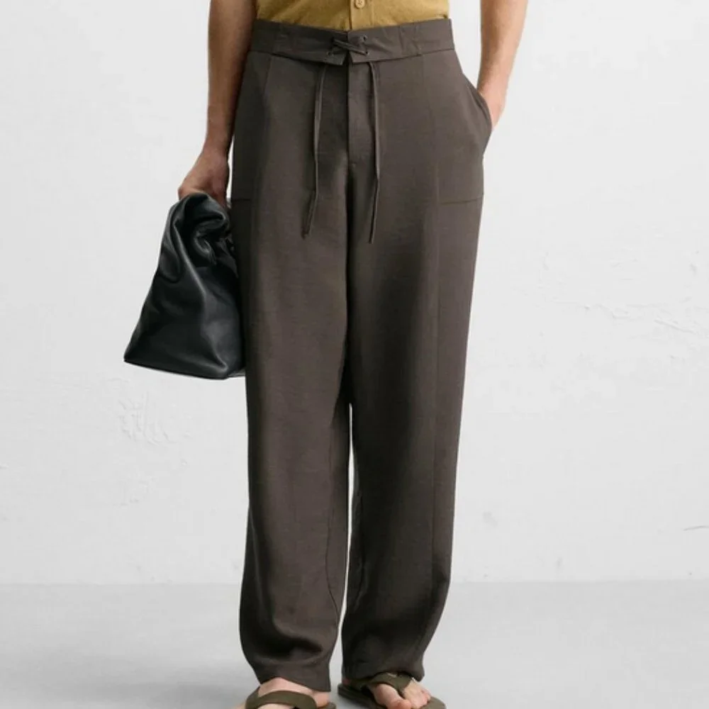 Flowy Drawstring Pants | Chocolate - Picture 1 of 6